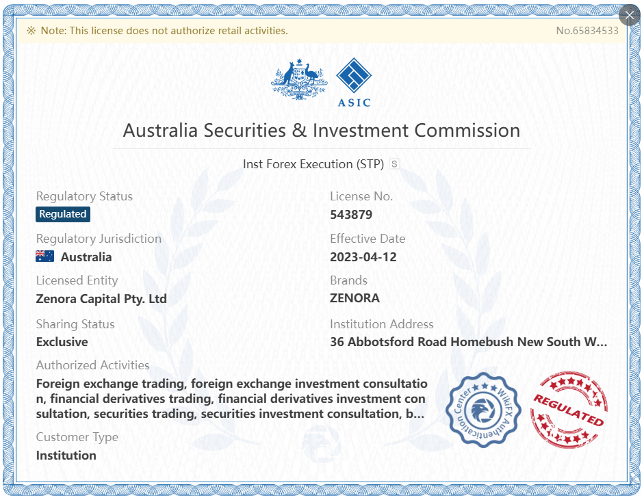 Australian Securities and Investments Commission license certificate